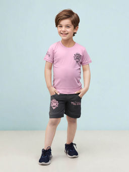 Toonyport - Lavender Printed Cotton T-Shirt with Shorts