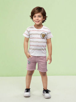 Toonyport - Lavender Printed Cotton T-Shirt with Shorts
