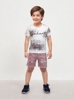 Toonyport - Lavender Printed Cotton T-Shirt with Shorts