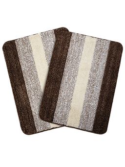 Saral Home - Brown Microfiber Anti Skid Bath Mat 50x70 cm (Pack of 2)