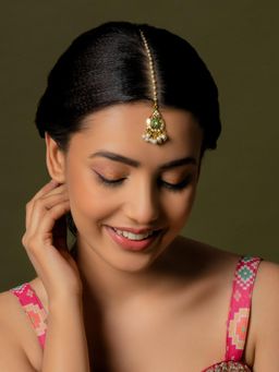 Queens Jewels - Inaya Gold Plated Jadau Maangtikka