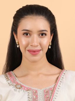 Queens Jewels - White Kundan Drop Shape Earrings