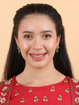 Queens Jewels - Green Kundan Drop Shape Earrings