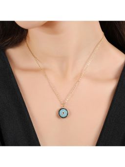 Queens Jewels - Round Shape Evil Eye Necklace - Gold Tone