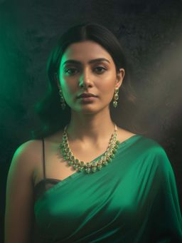 Queens Jewels - Emerald Kundan Radiance Necklace with Earrings - With Earrings