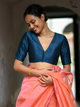 Suta - Blue Artificial Silk Stitched Blouse