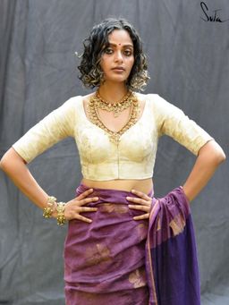 Suta - White Silk Stitched Blouse