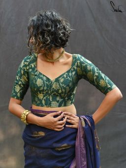 Suta - Green Silk Stitched Blouse