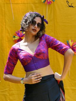 Suta - Pink Modal Viscose Stitched Blouse