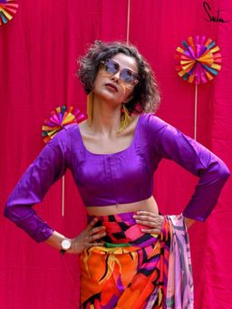 Suta - Purple Modal Viscose Stitched Blouse