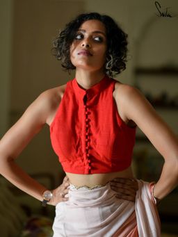 Suta - Red Cotton Stitched Blouse