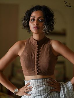 Suta - Brown Cotton Stitched Blouse