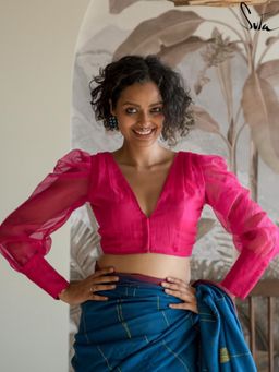 Suta - Pink Cotton and Polyester Stitched Blouse