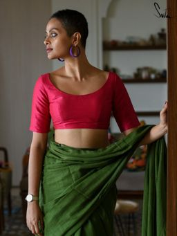 Suta - Pink Artificial Silk Stitched Blouse