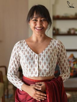 Suta - White Cotton Stitched Blouse