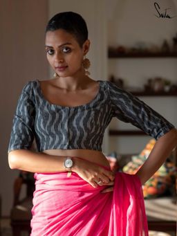 Suta - Grey Cotton Stitched Blouse