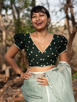 Suta - Green Cotton Stitched Blouse