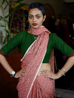 Suta - Green Handloom Cotton Stitched Blouse