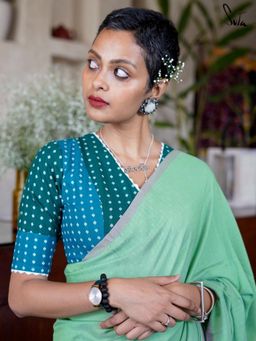 Suta - Green Cotton Stitched Blouse
