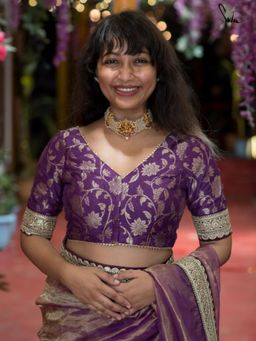 Suta - Purple Silk Stitched Blouse