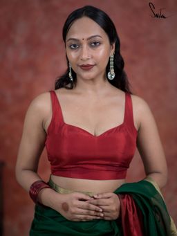 Suta - Maroon Silk Stitched Blouse