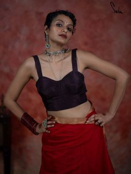 Suta - Brown Silk Stitched Blouse