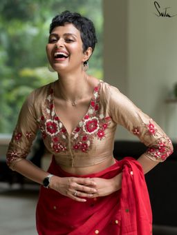 Suta - Beige Viscose Stitched Blouse