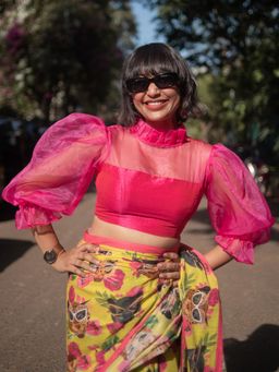 Suta - Pink Organza Stitched Blouse