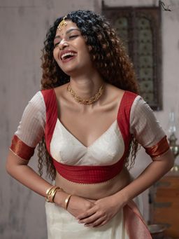 Suta - Off White Cotton Silk Stitched Blouse