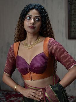 Suta - Orange Cotton Silk Stitched Blouse