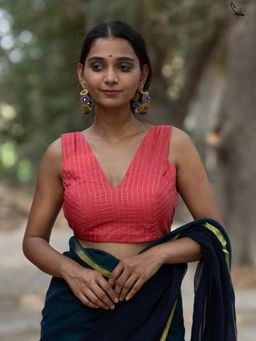 Suta - Orange Silk Stitched Blouse