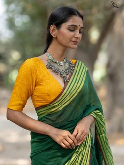Suta - Yellow Silk Stitched Blouse