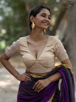 Suta - Gold Silk Stitched Blouse