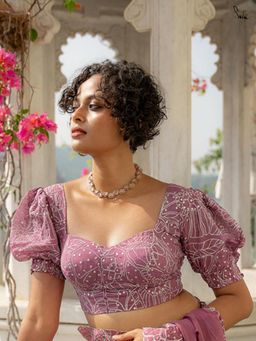 Suta - Lavender Cotton Viscose Stitched Blouse