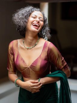 Suta - Pink Viscose Zari Stitched Blouse