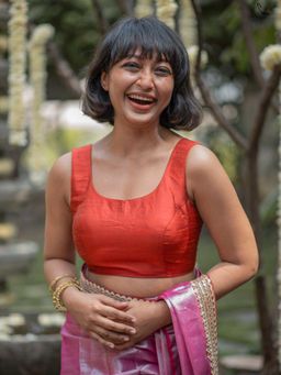 Suta - Red Artificial Silk Stitched Blouse