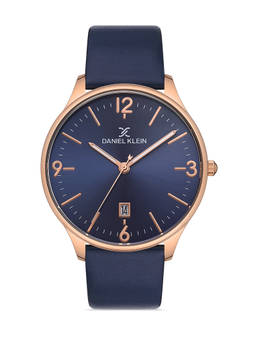 Daniel Klein - Dark blue Color Leather Strap Watch for Men DK.1.13064-4