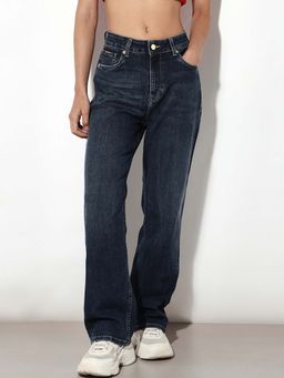 ONLY - Women Solid Straight Fit High Rise Blue Jeans