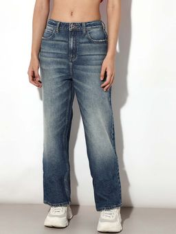 ONLY - Women Solid Straight Fit Mid-Rise Blue Jeans