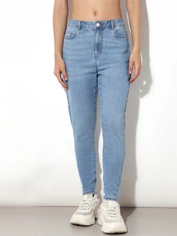 ONLY - Women Solid Skinny Fit Mid-Rise Blue Jeans