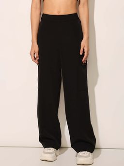 ONLY - Women Solid Loose Fit High-Rise Black Cargo