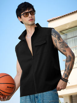 The Souled Store - Black Solid/Plain Regular Fit Jacket