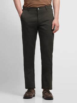 Arrow Sports - Olive Solid/Plain Regular Fit Trouser