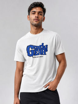 RINO7 - White Typography Regular Fit T-Shirt