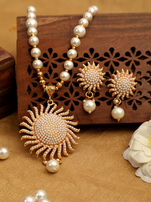 Anika's Creations Anika's Creation Exclusive Pearl Embedded Jewellery Set for Women