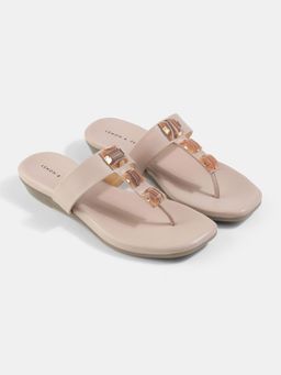 Lemon & Pepper - Women Beige T-Strap Sandals