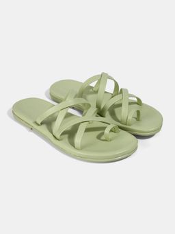 Lemon & Pepper - Criss Cross Green Flats