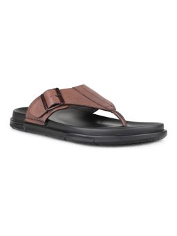 ATESBER - Men Brown Casual Round Toe T-Strap Sandals