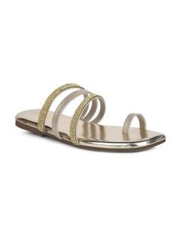 Bata - Gold Toe Ring Ethnic Flats for Women