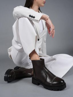 Drop Bold - Brown Zip Style Chelsea Boots for Women